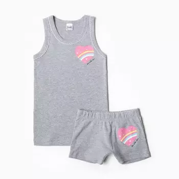 Комплект для девочки (майка, трусы), цвет серый, рост 128 см