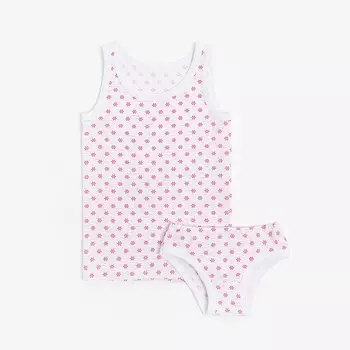 Комплект для девочки (майка/трусы), цвет светло-серый/розовый, рост 86-92 см