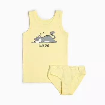 Комплект для девочки (майка, трусы), цвет жёлтый, рост 92-98 см