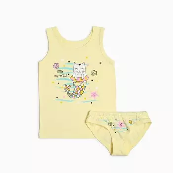 Комплект для девочки (майка, трусы), цвет жёлтый, рост 116-122 см