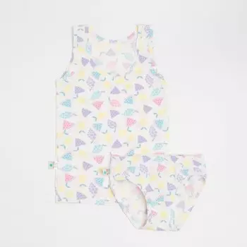 Комплект для девочки (майка, трусы) Фрукты, цвет белый/желтый/голубой, рост 140-146 см (36)