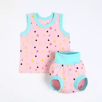 Комплект для девочки (майка/трусы на подгузник), цвет розовый, рост 68-74 см