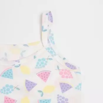 Комплект для девочки (майка узкая бретель, трусы) Фрукты, цвет белый, рост 122-1128 см (32)