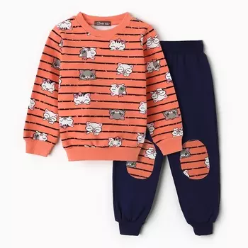 Комплект для девочки (свитшот, брюки), цвет коралловый, рост 104 см