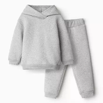 Комплект для девочки (толстовка, брюки), НАЧЁС, цвет серый меланж, рост 98 см