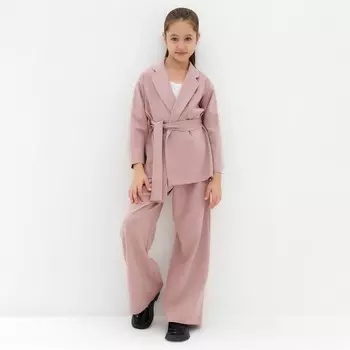 Комплект для девочки (жакет и брюки) MINAKU: PartyDress, пыльно-розовый, рост 128 см