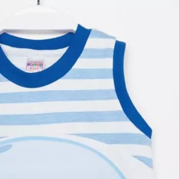 Комплект для мальчика (майка/шорты), цвет голубой/полоска, рост 80