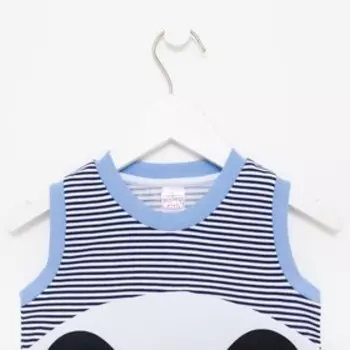 Комплект для мальчика (майка/шорты), цвет темно-синий/полоска, рост 74