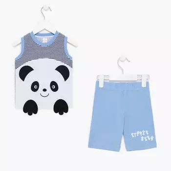 Комплект для мальчика (майка/шорты), цвет темно-синий/полоска, рост 80