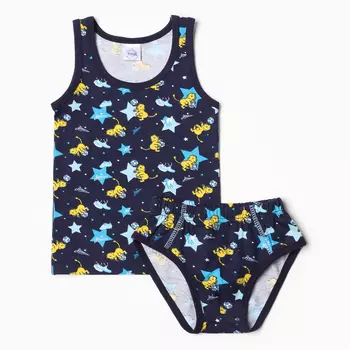 Комплект для мальчика (майка, трусы), цвет тёмно-синий, рост 104 см