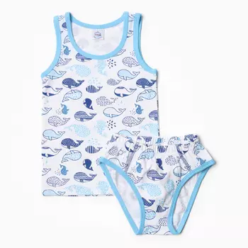 Комплект для мальчика (майка, трусы), цвет голубой, рост 110 см