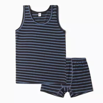 Комплект для мальчика (майка,трусы), цвет тёмно-синий, рост 134-140 см