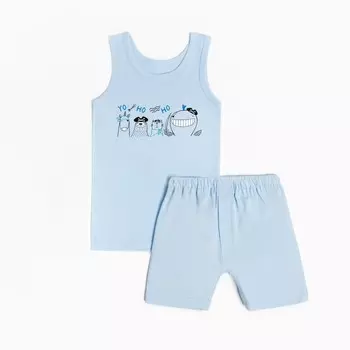 Комплект для мальчика (майка, трусы), цвет голубой/yohoho, рост 104 см