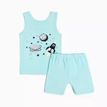 Комплект для мальчика (майка, трусы), цвет мятный/космос, рост 92 см