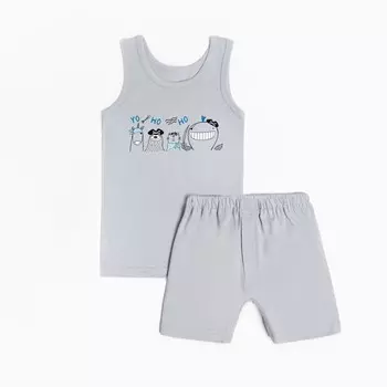 Комплект для мальчика (майка, трусы), цвет серый/yohoho, рост 116 см