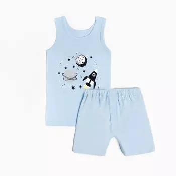 Комплект для мальчика (майка, трусы), цвет голубой/космос, рост 104 см