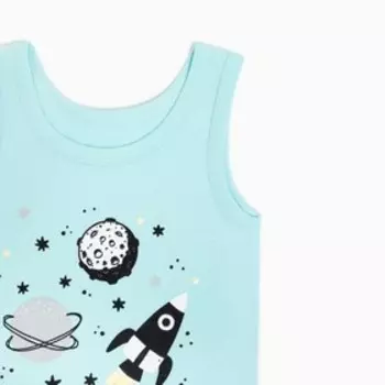 Комплект для мальчика (майка, трусы), цвет мятный/космос, рост 116 см