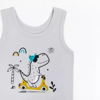 Комплект для мальчика (майка, трусы), цвет серый/дино, рост 104 см