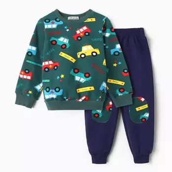 Комплект для мальчика (свитшот, брюки), цвет изумруд, рост 104 см