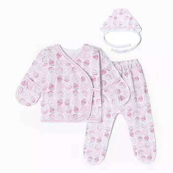 Комплект для новорождённых, цвет белый/бублики, рост 62 см