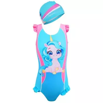 Купальник для девочек + шапочка ONLYTOP, р. 32, рост 122 см, обхват 46-52 см