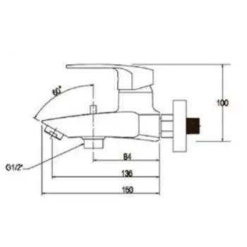 Комплект для ванной KAISER Guss 6800К, ванна, раковина, стойка, хром