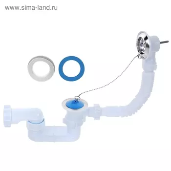 Комплект для ванны "АНИ пласт" E050: сифон с переливом 1 1/2", плоский