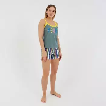 Комплект домашний (майка,шорты) женский, цвет оливковый, размер 52