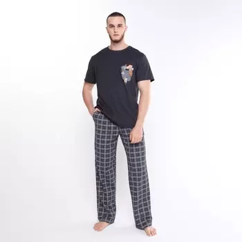 Комплект домашний мужской (футболка/брюки) «Дружная семейка», цвет антрацит, размер 58