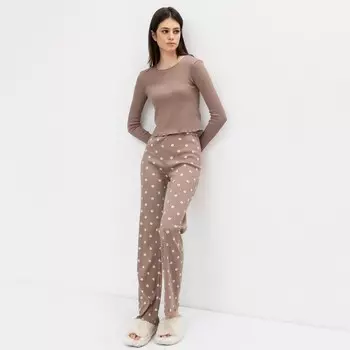Пижама женская (лонгслив, брюки) Mark Formelle, цвет кофейный, размер 42