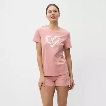 Комплект домашний женский (футболка,шорты), цвет розовый, размер 50
