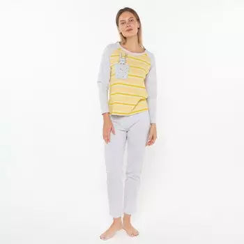 Комплект домашний женский (лонгслив/брюки), цвет жёлтый, размер 50