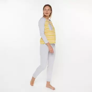 Комплект домашний женский (лонгслив/брюки), цвет жёлтый, размер 46