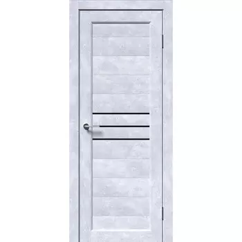 Комплект межкомнатной двери «А-3/07», со стеклом, 2000900 мм, цвет бетон снежный/лакобель чёрный