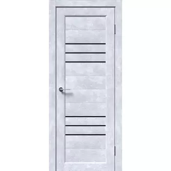 Комплект межкомнатной двери «А-6/07», со стеклом, 2000600 мм, цвет бетон снежный/лакобель чёрный