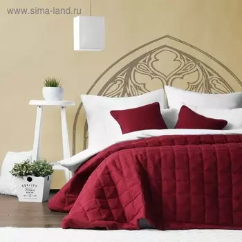 Комплект «Джерри»: покрывало 160 х 220 см, наволочка 40 х 40 см - 2 шт, цвет винный