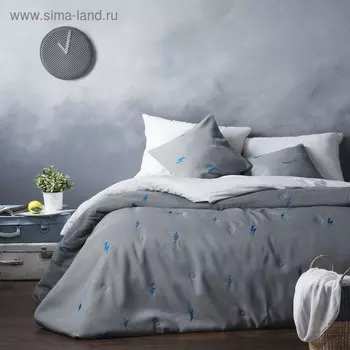 Комплект «Флэш»: покрывало 160 х 220 см, наволочка 40 х 40 см - 2 шт, цвет серый