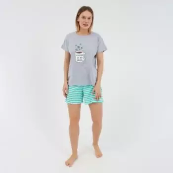 Комплект (футб/шорты) домашний женский , принт COFFEE, 48