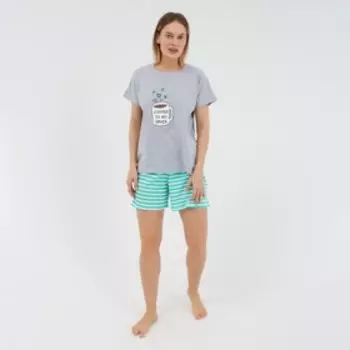 Комплект (футб/шорты) домашний женский , принт COFFEE, 50