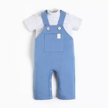 Комплект: футболка и комбинезон Крошка Я BASIC LINE, рост 80-86 см, синий