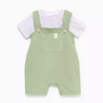 Комплект: футболка и комбинезон Крошка Я BASIC LINE, рост 80-86 см, зеленый