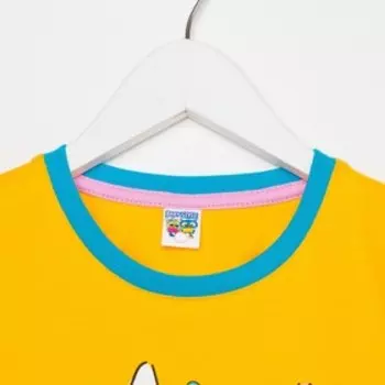 Комплект (футболка и шорты) для девочки, цвет горчичный/голубой, рост 104