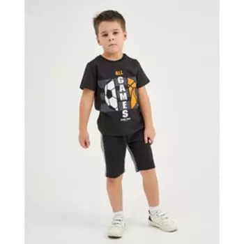 Комплект (футболка/шорты) для мальчика, цвет чёрный, рост 104