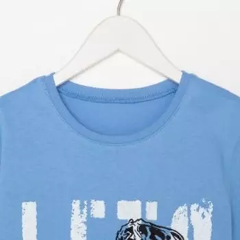 Комплект (футболка, шорты) для мальчика, цвет голубой/синий, рост 134