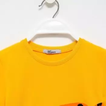 Комплект (футболка/шорты) для мальчика, цвет жёлтый/серый, рост 98