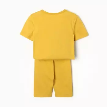 Комплект (футболка/велосипедки) для девочек, цвет горчичный, рост 110 см