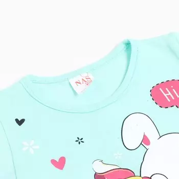 Комплект (футболка/велосипедки) для девочки, цвет ментол, рост 80см