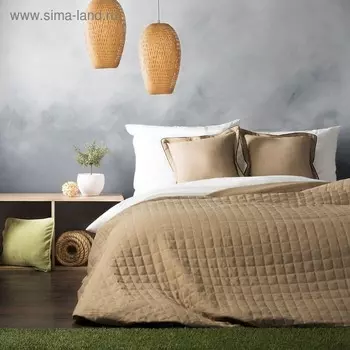 Комплект «Ибица»: покрывало 160 х 220 см, наволочка 40 х 40 см - 2 шт, цвет бежево - коричневый