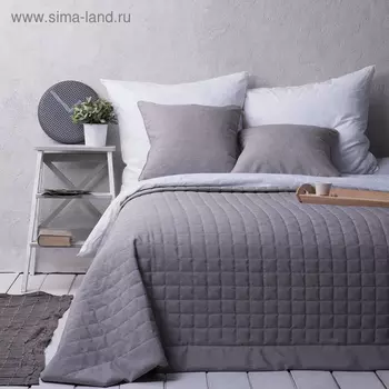 Комплект «Ибица»: покрывало 230 х 250 см, наволочки 45 х 45 см - 2 шт, бежево - серый