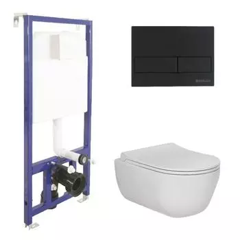 Комплект инсталляции Berges NOVUM 047215, с кнопкой, с унитазом, с сидением, цвет белый